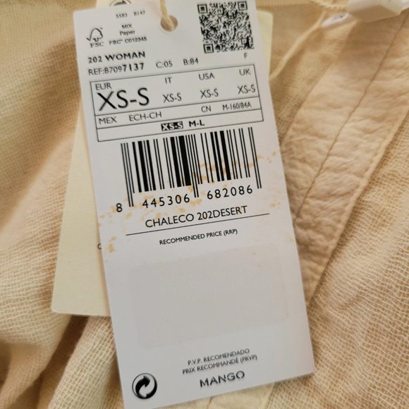 Mango Gilet in beige. Size XS. NWT. - Picture 8 of 8
